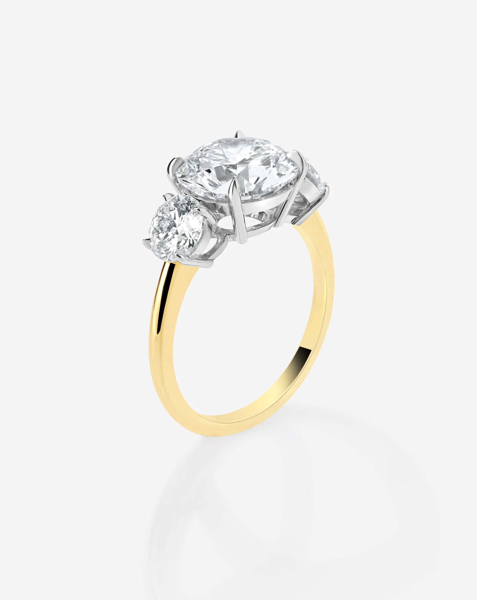 3.40 Round Lab Diamond in Whisper Thin® Three Stone with Rounds - Image 2