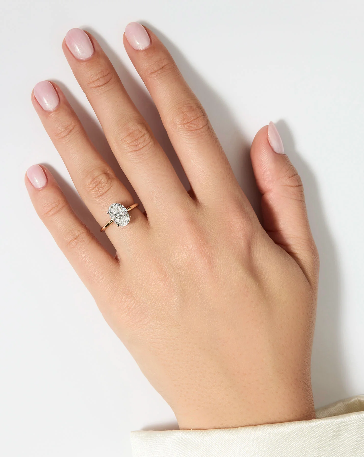 3.85 Oval Lab Diamond in Cloud Solitaire - Image 3