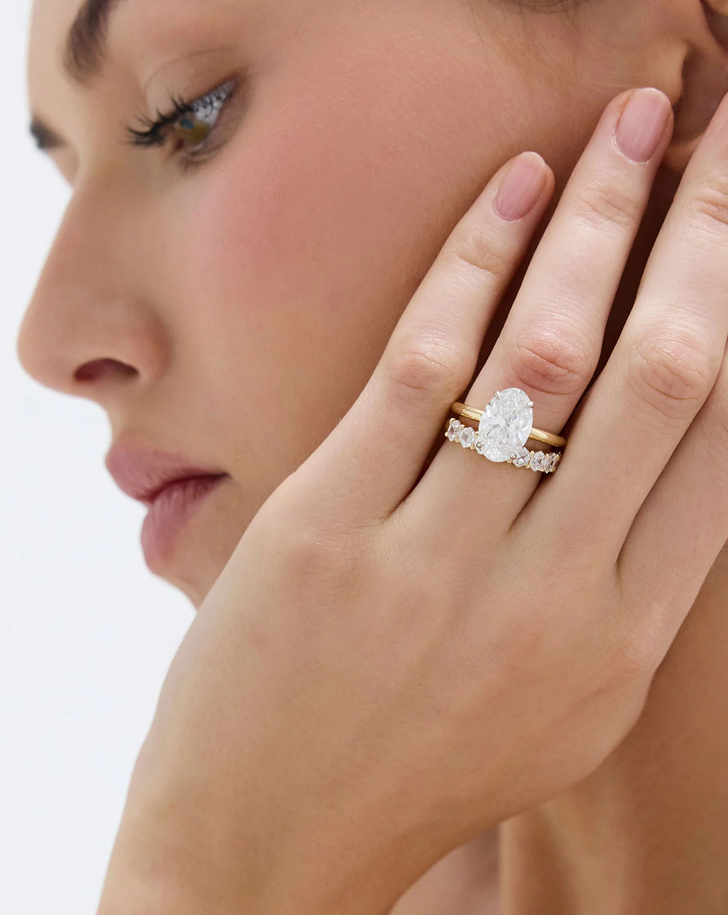3.85 Oval Lab Diamond in Cloud Solitaire - Image 4