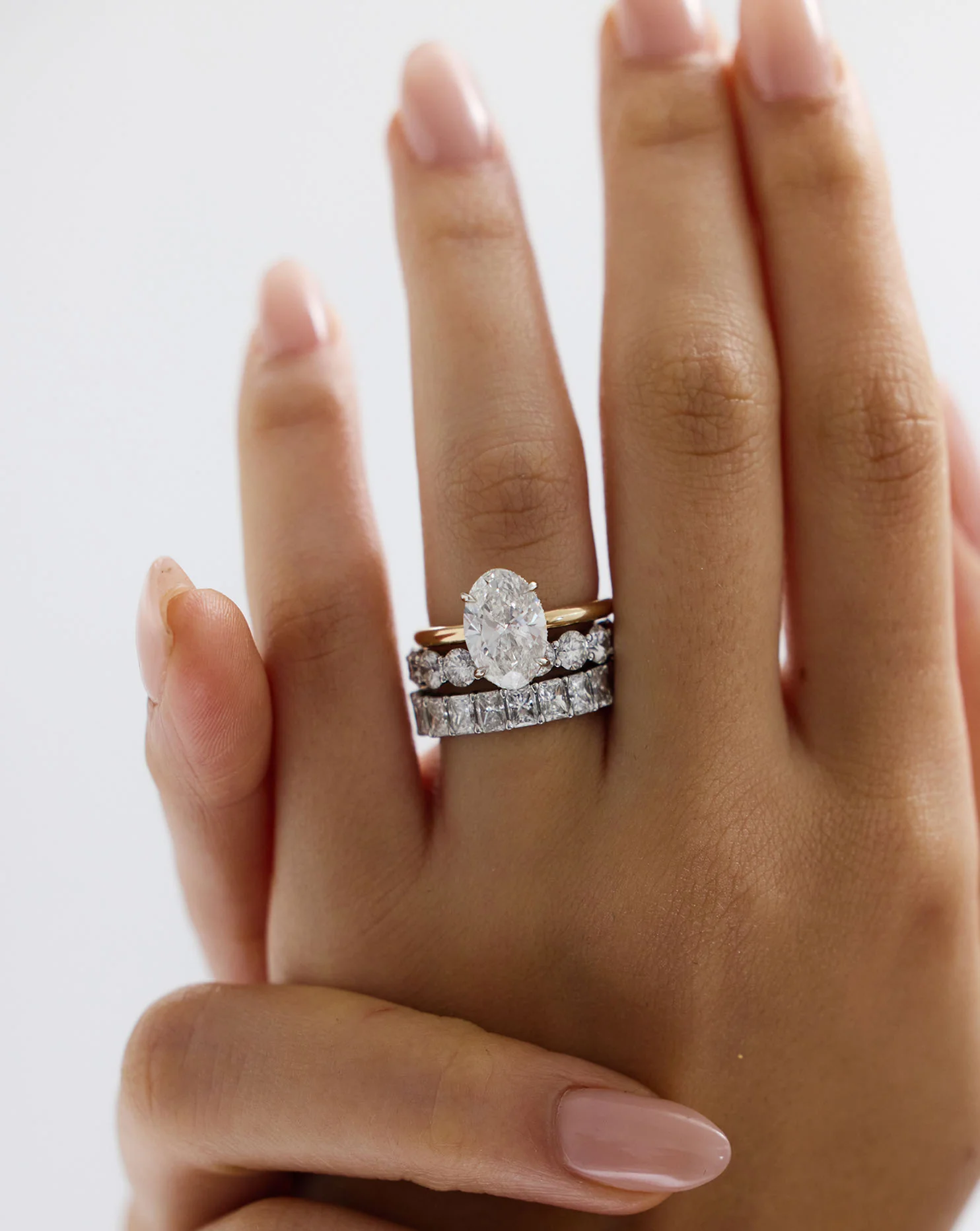 3.85 Oval Lab Diamond in Cloud Solitaire - Image 5