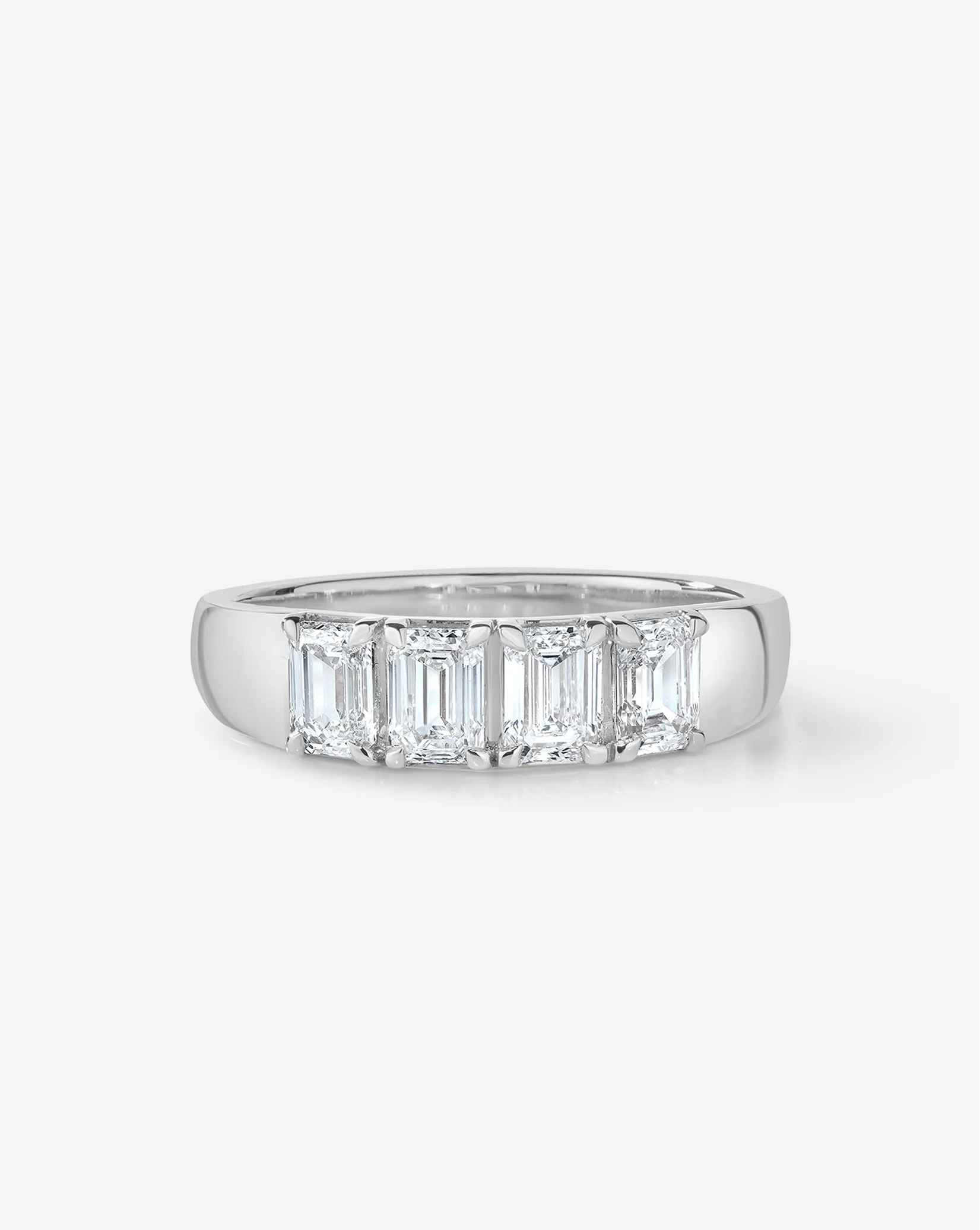4-Stone Emerald Diamond Wedding Band - Image 8