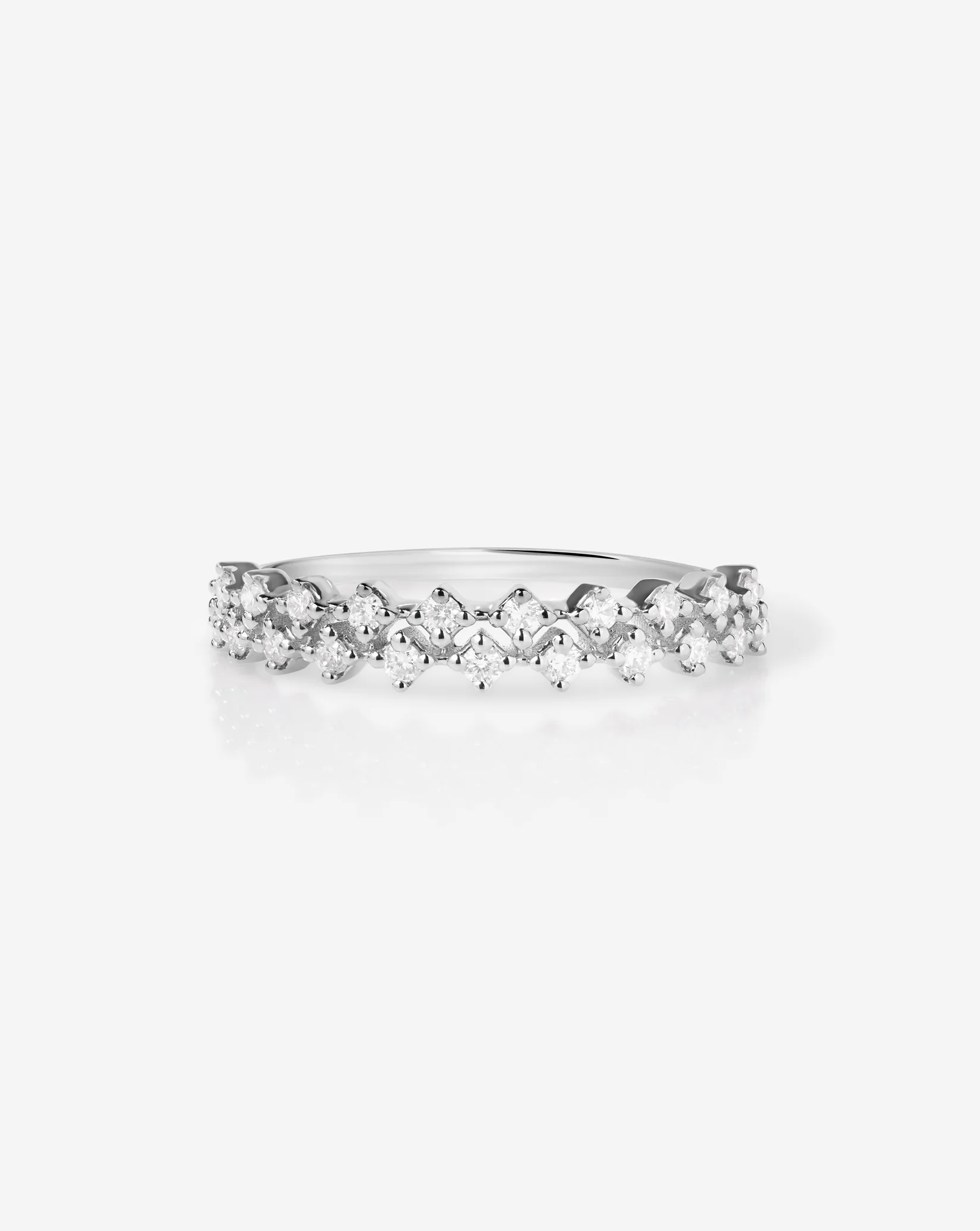 Diamond Station Double Row Ring - Image 6