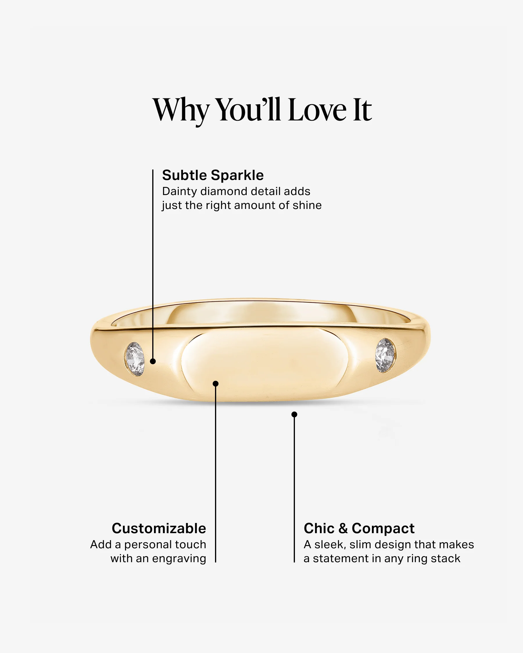 Duo Diamond Signet Ring - Image 5