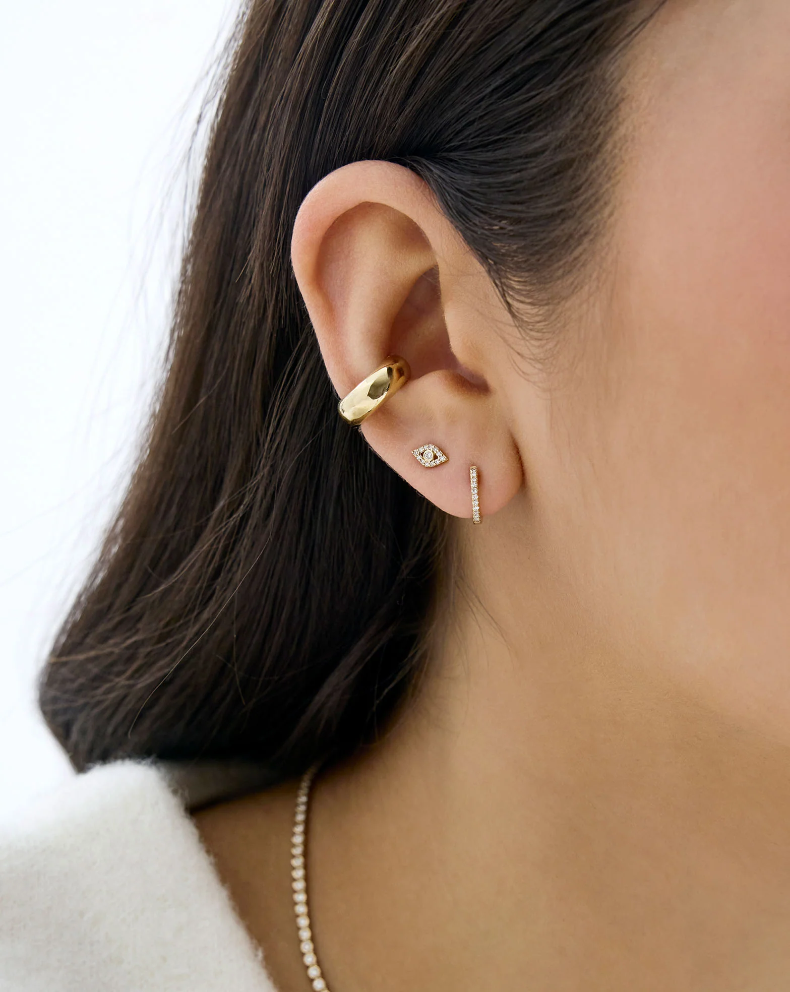 Pavé Diamond Evil Eye Studs - Image 3
