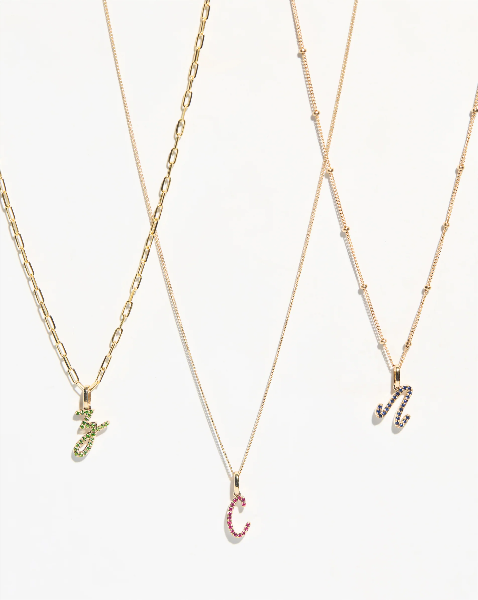 Gemstone Script Initial Pendant - Image 3