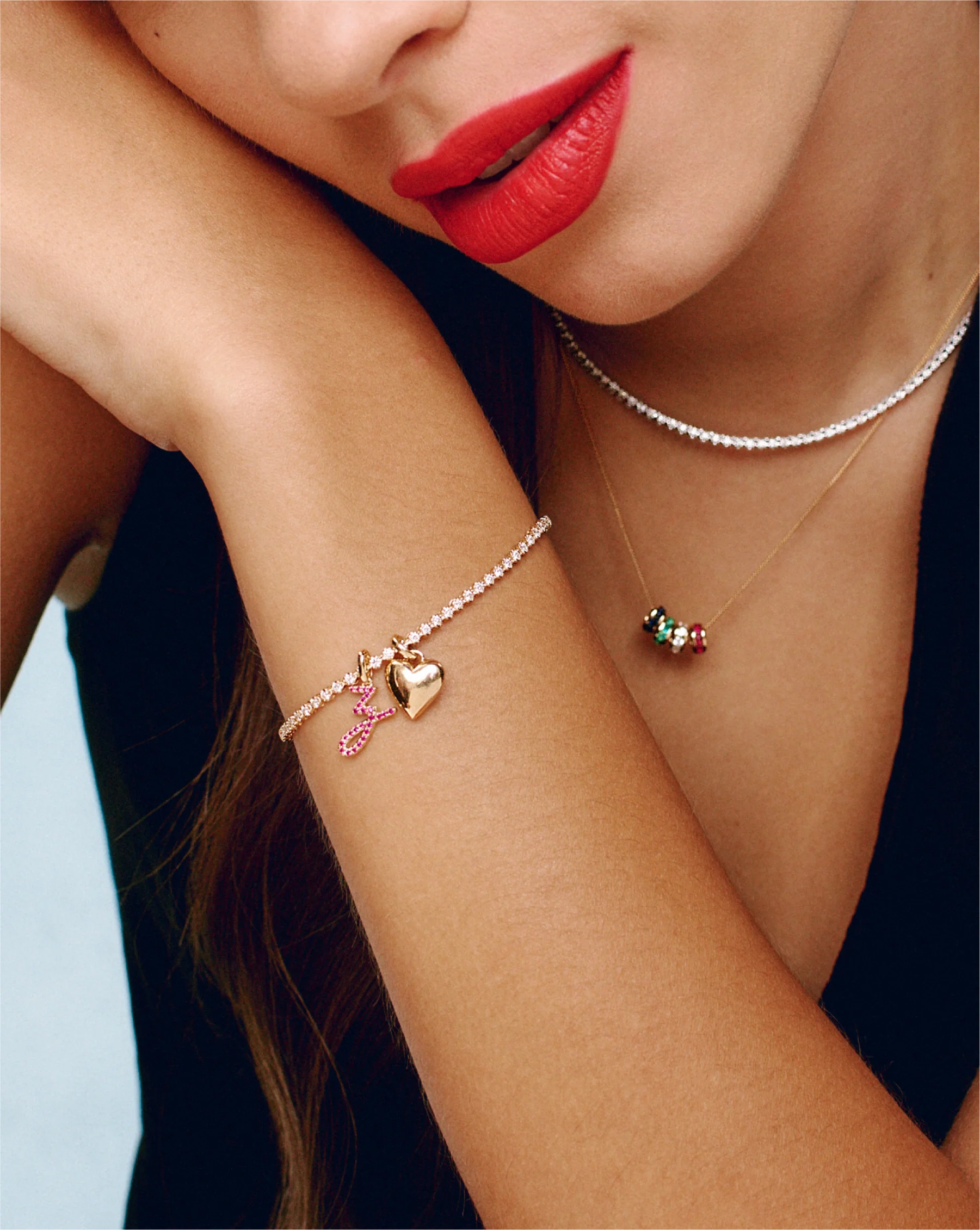 Gemstone Script Initial Pendant - Image 4