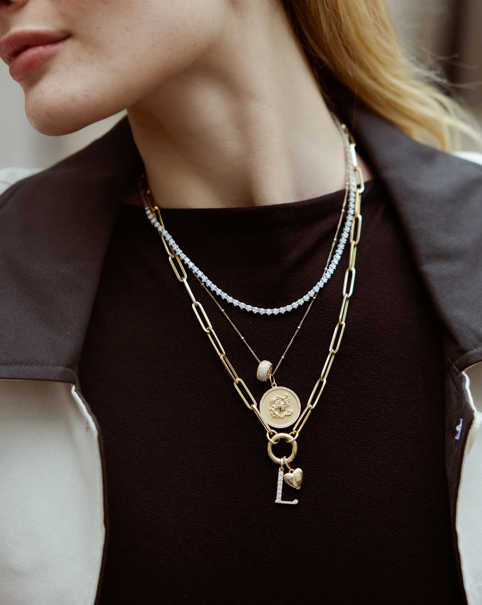 Large Diamond Initial Pendant - Image 9