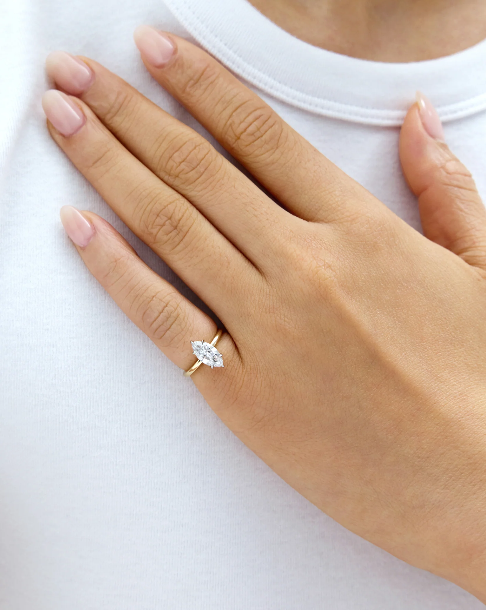 Marquise Lab Diamond Pinky Ring - Image 4