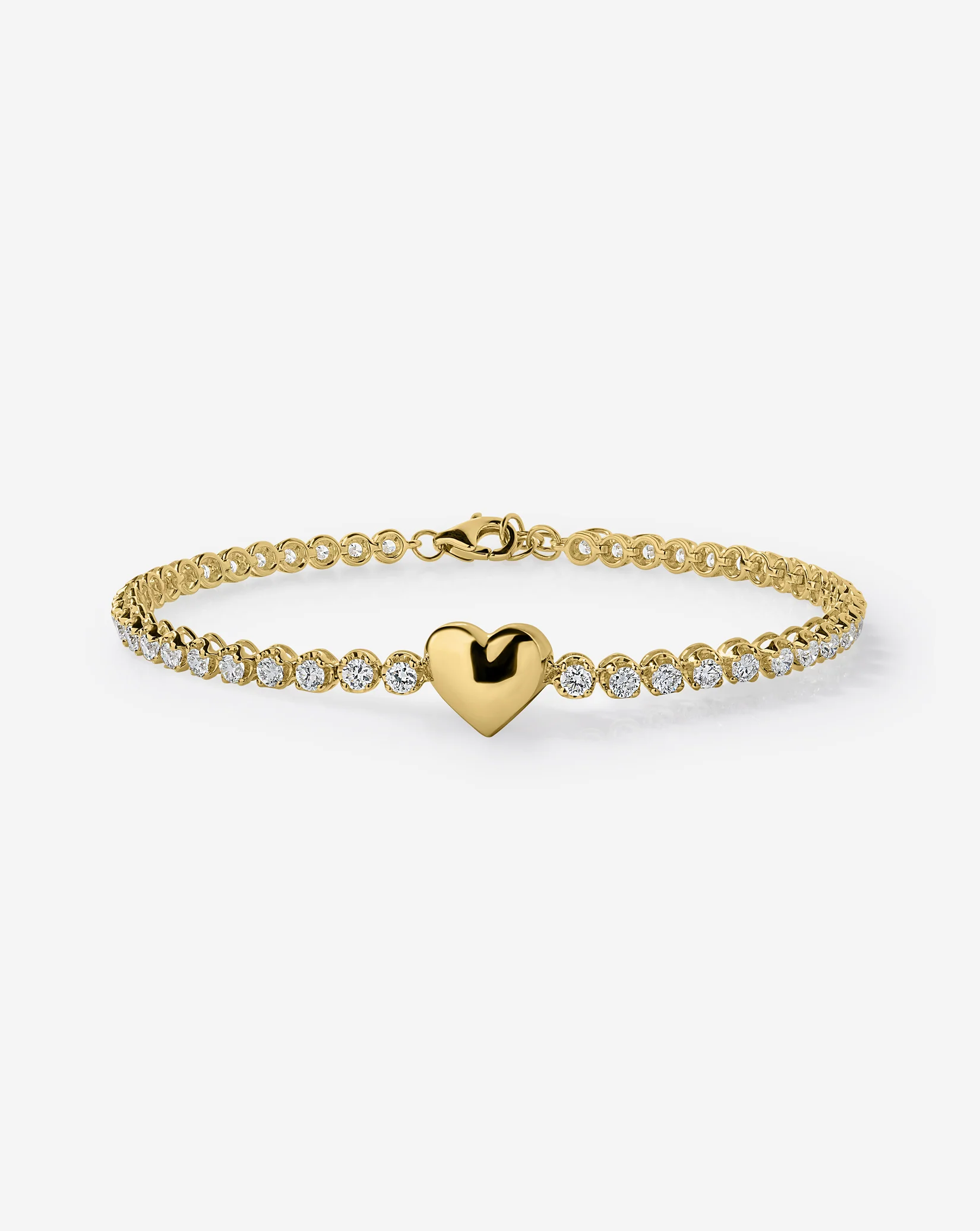 Engravable Heart Lab Diamond Tennis Bracelet - Image 4