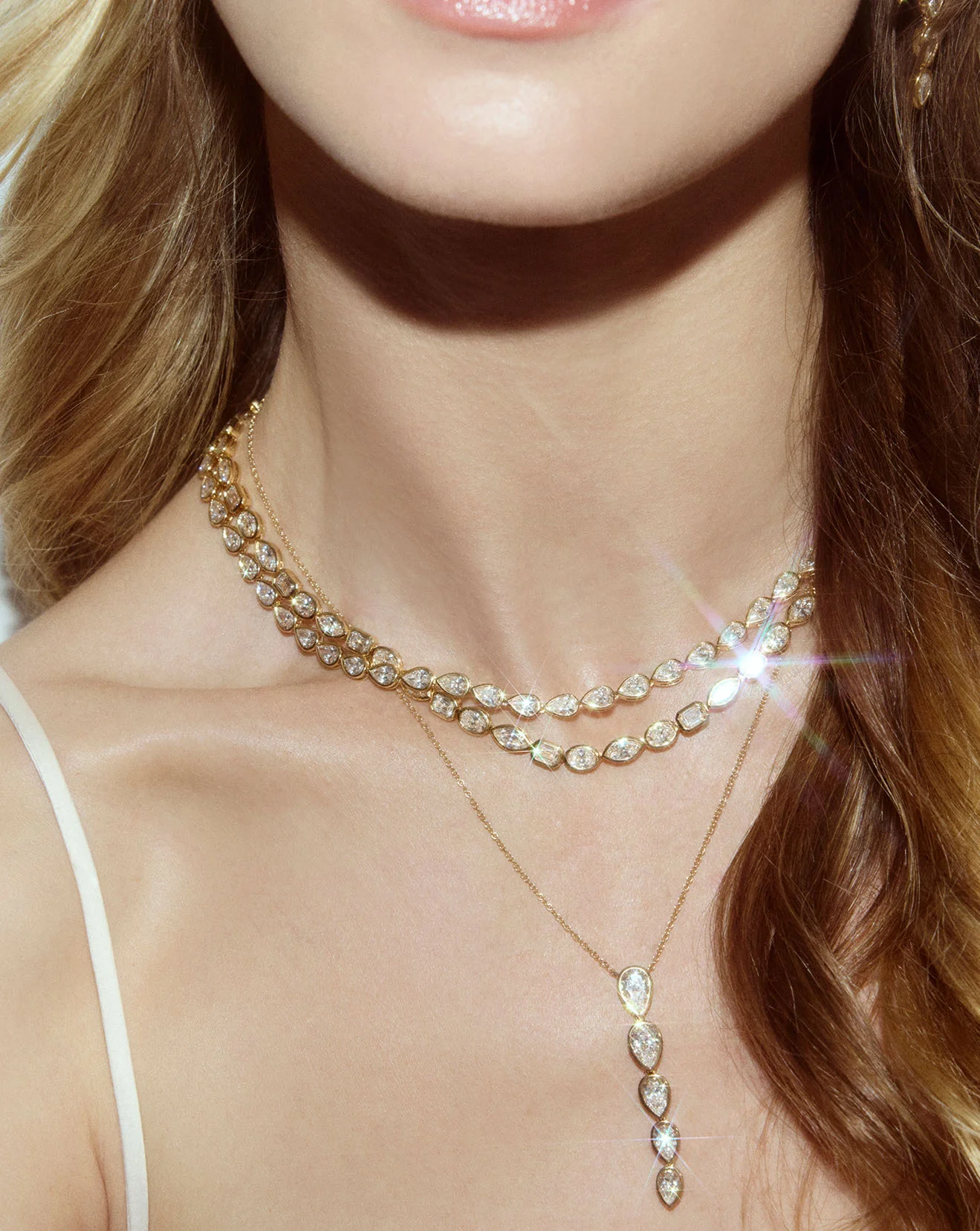 Bezel Mixed Shapes Tennis Necklace - Image 3