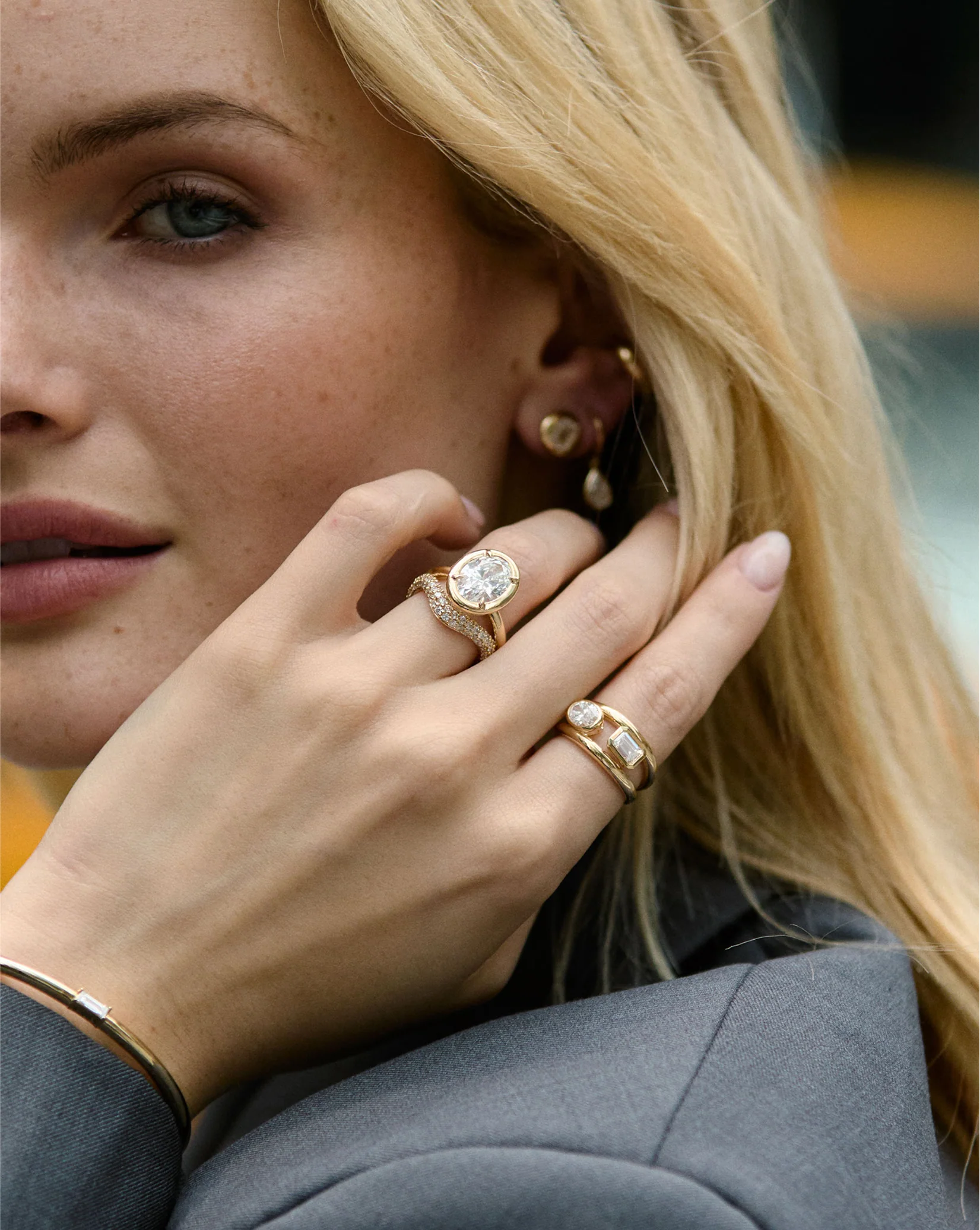 3.52 Oval Lab Diamond in Cloud Bezel - Image 3