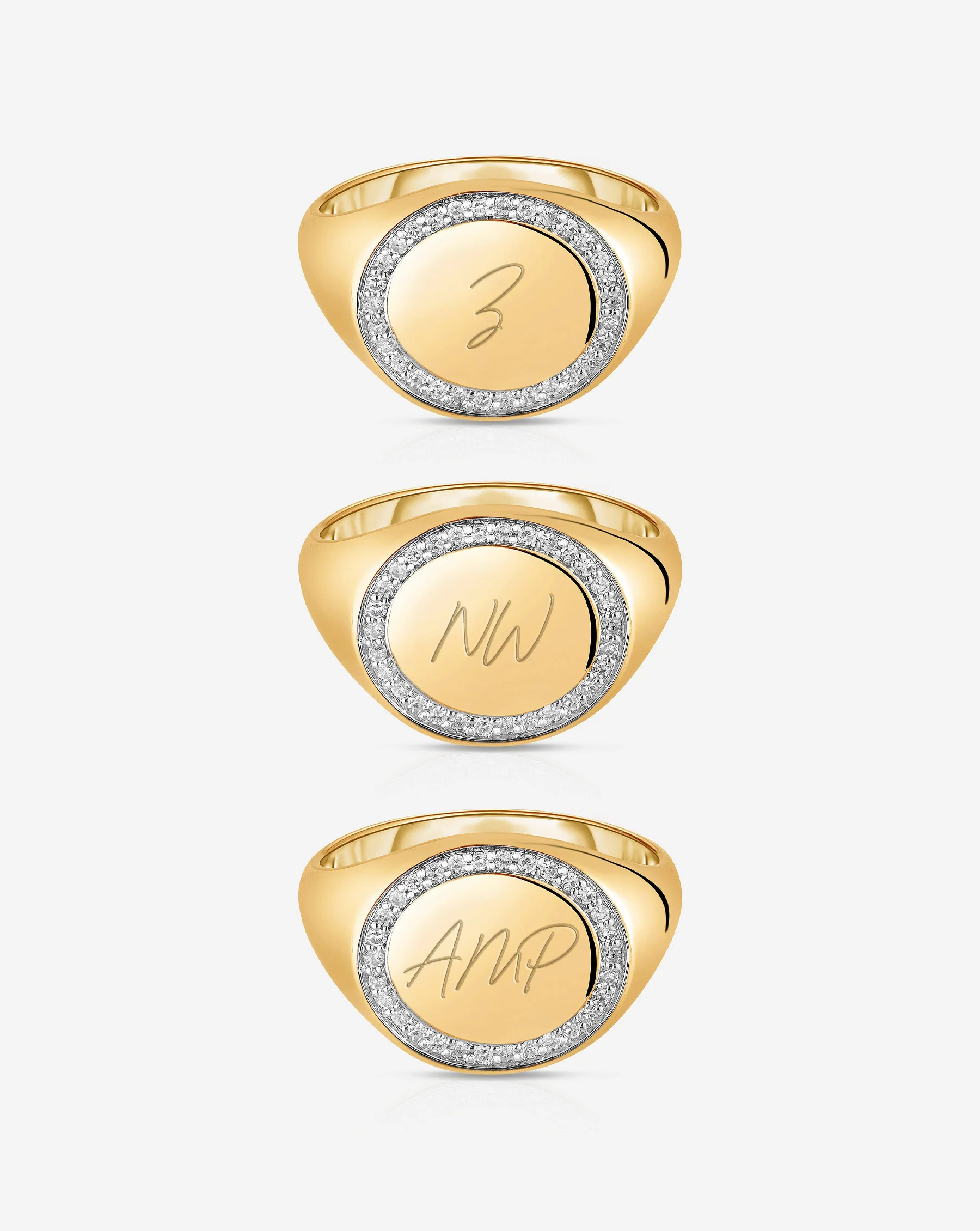 Pavé Diamond Border Signet Ring - Image 7