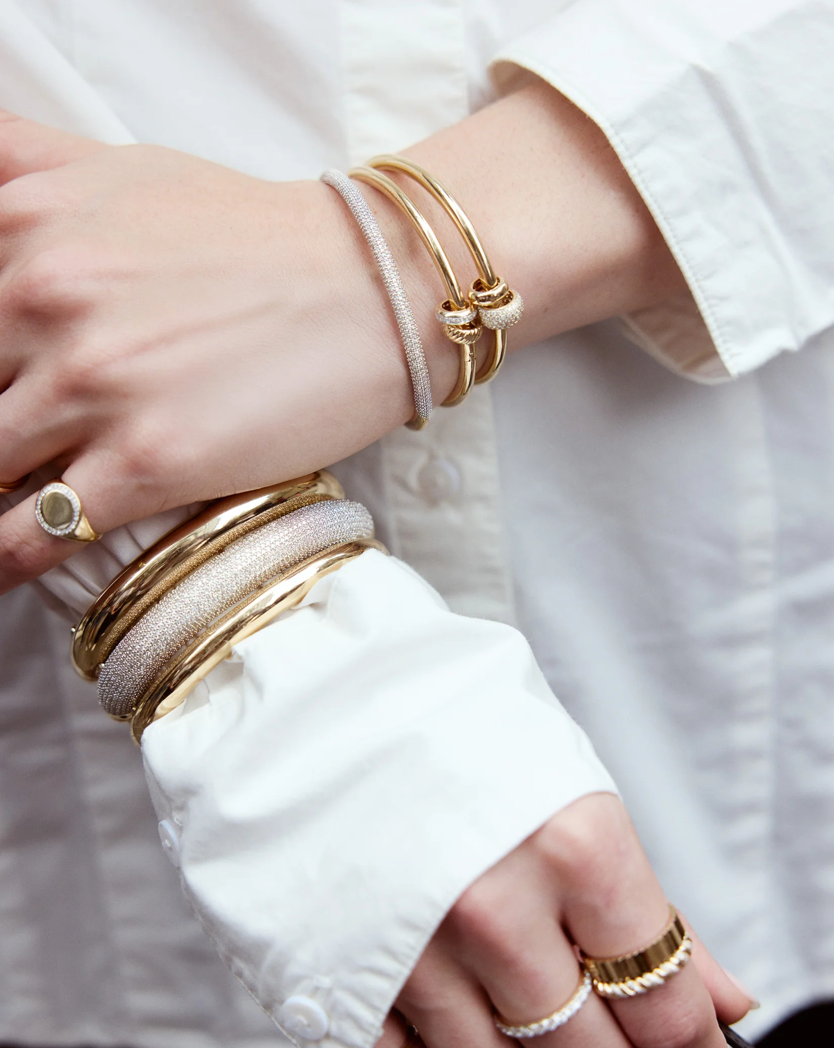 Stackable Gold Cloud Bangle - Image 10